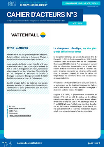 Alliance Cotentin - Aperçu de la contribution de Vattenfall