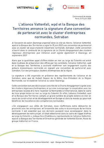 Alliance Cotentin - Communiqué de presse du 15 juin 2022