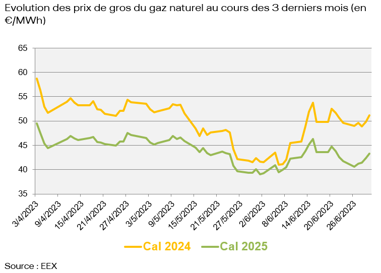 Moyenne mensuelle des prix en juin 2023 en France (en €/MWh) .3